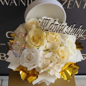 Flower Box Premium „W dniu ślubu” – Biało-Złota Kompozycja
